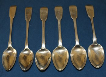 Six Sterling Teaspoons With British Sterling Mark And Makers Marks - Total Weight Is 3.11 Ozt