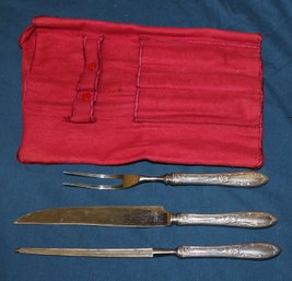 Vintage 3 Piece Carving Set - Knife - Fork - Steel With Carrying Case