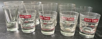 10 Pcs Vintage Shot Glasses, 4-Early Times Whisky, 2-Etched Mad Others