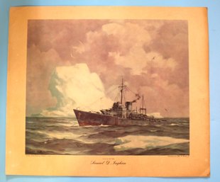 1944 Northern Pump Company Issue Prints Of Wartime Paintings - USCG Cutter Samuel D. Ingham By J. Grant