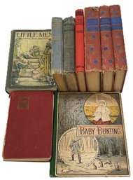 9 Pcs Vintage Hard Cover Books, 1878 Baby Bunting, Little Women, Little Men, Louisa May Alcott  And Others