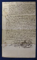 Document Dated February 15, 1706 - A Protest By Major John Walley Regarding A Bill Of Exchange