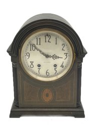 Vintage Seth Thomas Mahogany Dome Mantel Clock With Marquetry Inlay, 8.25' X 10.75'H