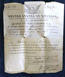 1855 Seaman's Document - Certification Of Citizenship To Prevent Impressment By Britain