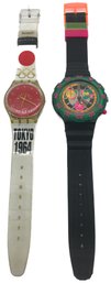 2 Vintage Battery Operated SWATCH Watches 1964 Toyko Olympics And Another