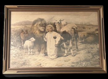 Antique 1896 Williams Strutts Hand Colored Etching Of K1906 'PEACE', 16.5' X 11.5'H