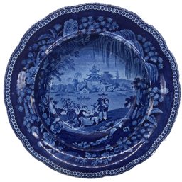 Antique 1800ca 10.5' Diam. Blue & White Tranferware Bowl