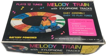 Vintage Child's Toy Melody Train With Xylophone Tracks In Box