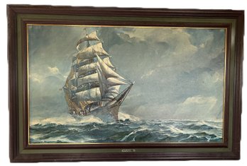 Large Framed Print Of The Sea Eagle Schooner, A Turner Wall Accessory, J. Mitchell III, 47.5' X 31'