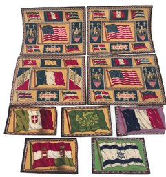 9 Unusual Vintage Cloth Felt Flags Of Various Nations And Their Territories