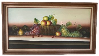 Large Framed Well Executed Oil On Canvas Still Life, 55' X 30'H