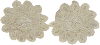 Vintage Pair Hand-Crocheted Snowflake Dollies, 6' Diam.