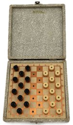 Vintage Traveling Checkers Set In Box, 5' Sq.