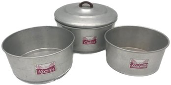 Vintage 4 Pcs Nesting Set English Pressed Aluminum Cakes, Scones, & Biscuits Keepers