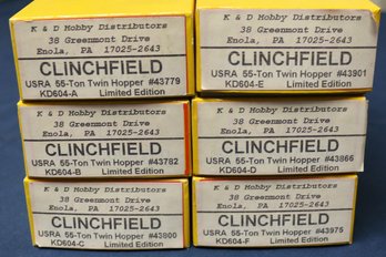 Six Identical 55 Ton Twin Hopper Cars By K&D Hobby.  Numbered Differently - In Boxes