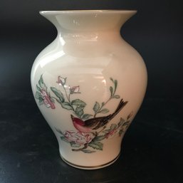 Vintage Ivory, Blue & 24K Gold Lenox Serenade Vase, 4.5' Diam. X 5.75'H