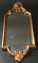 Small Vintage Wall Mirror Shell Crest Gold Gilt, 6.25' X 15'5'H
