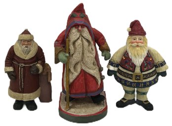 3 Pcs Vintage Santa Claus Figures, Tallest 10.5'H