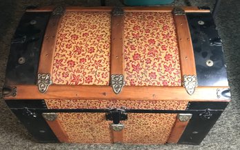 Incredible Well Preserved Camelback Trunk, New Leather Handles Stunning Details, 34' X 18' X 22'H