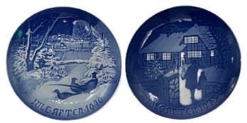 2 Pcs Vintage B&G Denmark Collector's Christmas Plates, Country Christmas & Snow At Christmas, 7.5' Diam.