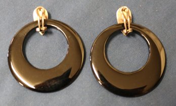 Pair Of Sterling And Jet Earrings