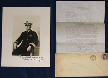 Admiral John Wainwright - World War Two Hero - Signed Letter And Signed Photograph