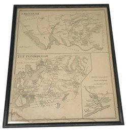Vintage Framed NH Atlas Map Page With Freedom, Tuftonborough And Melvin Village