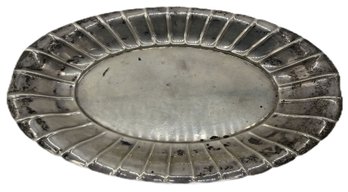 Vintage Sterling Silver .925 Gorham Oval Ribbed Tray, 12' X 6.75', Weight 242.57 DWT