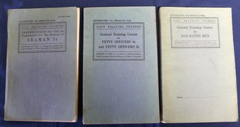 Three United States Navy World War Two Training Manuals - Non-rated Men - Seaman 1C & Petty Officers 2C & 3C