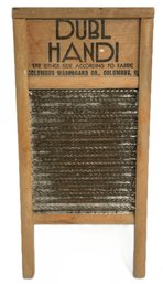 Vintage DUBL HANDI Columbus Washboard Co. Wood Frame With Tin Washboard, 8.75' X 18'
