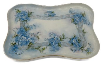 Antique Limoges France Porcelain Hand Painted Dresser Tray, 10-7/8 X 7.5'