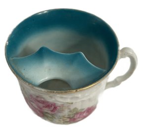 Antique Victorian Crown China Moustache Cup, Single Fleabite To Rim
