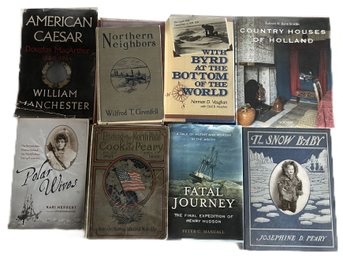8 Pcs Book Lot Mostly Polar Expedition, Cook, Perry, Byrd, Hudson & Others