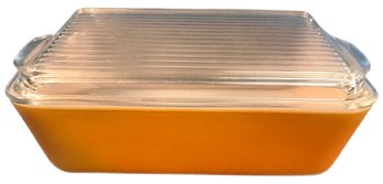 Vintage Pyrex Glass Overed Orange 1.5 Qt Covered Refrigerator Box