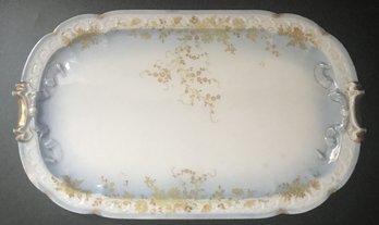 Antique Rectangular Porcelain Dresser Tray , Marked , Blue De Seves, Carmen, Bavaria, KC With Crown, 11.25' X