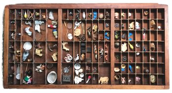 Vintage R. Hoe & Co. Printers Drawer Tray Already FULL Of Nice Miniatures (See Pics Of Miniatures)