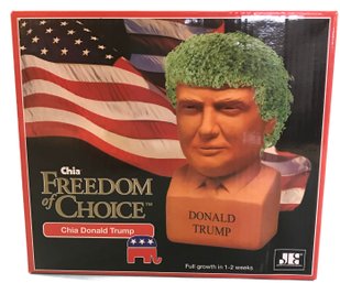Freedom Of Choice President Trump Commemerative Chia Head, New In Box