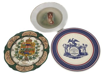 3 Vintage Porcelain Plates, Largest 10.75' Diam.