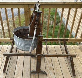 Antique 1890 Pat. Universal Folding Bench & Wringer With 1-Tub, By American Wringer52' X 28' X 46'H