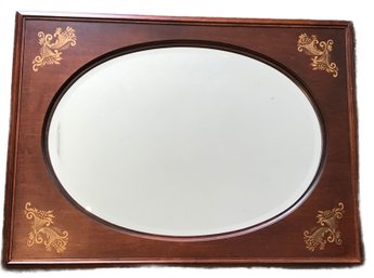 Beautiful Vintage Hitchcock Walnut Beveled Mirror With Stenciled Corners, 34' X 25'H