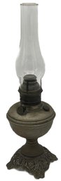Antique Nickel Plated & Cast Base Royal Kerosene Lamp