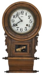 Beautiful Antique Double Scroll Oak Case Regulator Clock With Certificate Of Age And Ownership 12' X 5' X 22'H