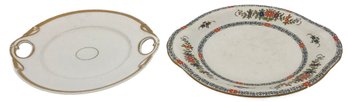 2 Pcs Vintage Oval Dessert Serving Plates, Haviland Limoges & Wedgwood 'Dresden', 11-3/8' X 10-1/8' X 1'H