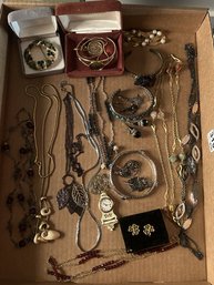 Costume Jewelry Lot - .925 (Earrings) Trifari Brooch, Express Necklace, Parklane Necklace, Bracelets Earrings