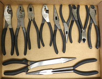 Lot Of Eleven Assorted Pliers - 10 Craftsman (Made In USA) - 1 Sears (Made In China)