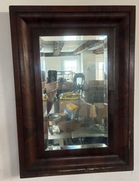 Nice Antique Wide Mahogany Ogee Framed Beveled Mirror, 22.5' X 31.5'H