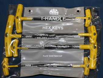 Mac Tools Metric T-Handle Hex Keys In 8 Sizes - In Package - Hardly Used - Part Number SHKTM8CGP