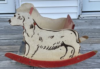 Vintage Child's Rocking Dog Seated Toy, 29' X 12.25' X 18.5'H, A Restoration Project