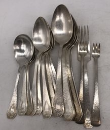 17 Pcs Vintage Silver Plate, Same Pattern By 1847 Rogers Bros