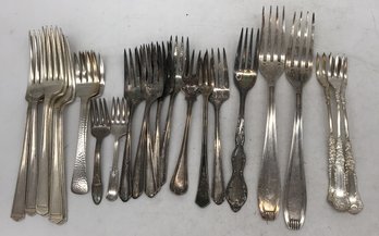 24 Pcs Vintage Silver Plate Forks Non Matching Various Marks